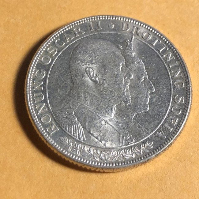 Sweden 1907 Gem Unc Silver King Oscar & Queen Sofia Wed (1 of 2)