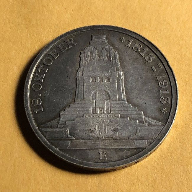 1913-E GERMANY SAXONY ALBERTINE SILVER 3 MARK COIN... (1 of 2)