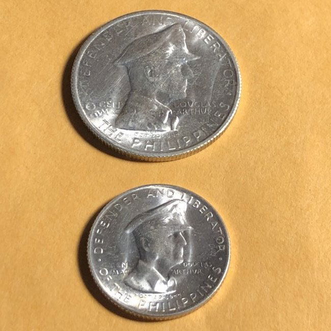 PHILIPPINES TWO SILVER COIN SET 1947S DOUGLAS MACARTHUR (1 of 6)