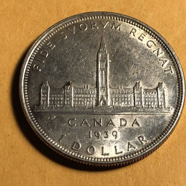 1939 Canada King George VI Silver Dollar Coin AU Cond.. (1 of 2)
