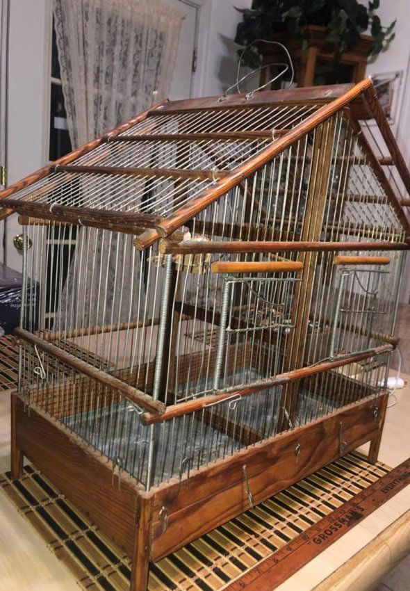 Antique Hand Made Wooden & Metal Bird Cage Preowned... (1 of 8)