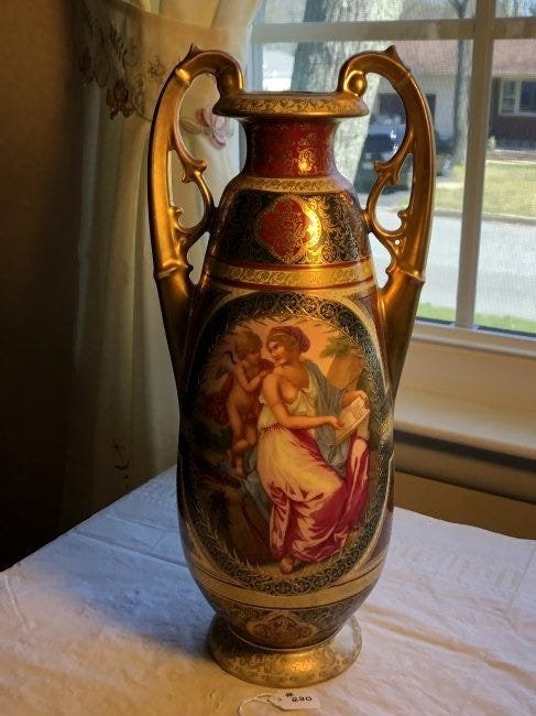 Vintage Royal Vienna Portrait 14\" Tall Vase (1 of 6)