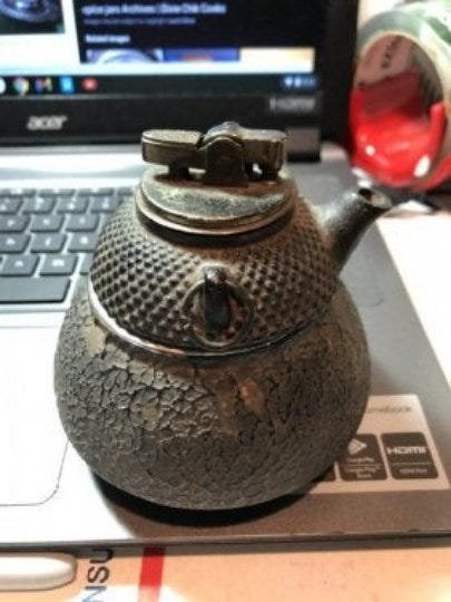 Japanese Cast Iron Tea Kettle TABLE LIGHTER & ASHTRAY