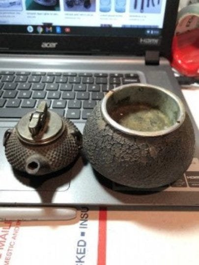 Japanese Cast Iron Tea Kettle TABLE LIGHTER & ASHTRAY