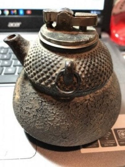Japanese Cast Iron Tea Kettle TABLE LIGHTER & ASHTRAY