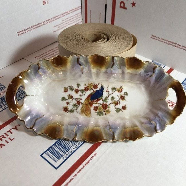 Vintage Germany 8.5" Wide x 4.25" Hand Painted Serving (1 of 4)