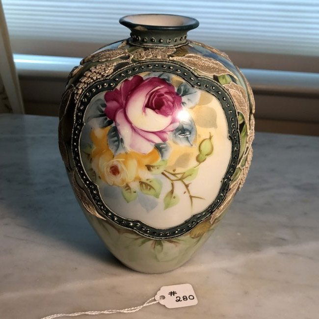 Early Nippon Pottery Vase 6" w/Small Fleck Under Rim (1 of 5)