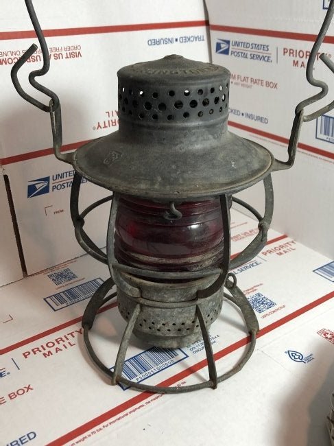 Vtg Pennsylvania Railroad Red Glass Lantern by Dressel (1 of 6)