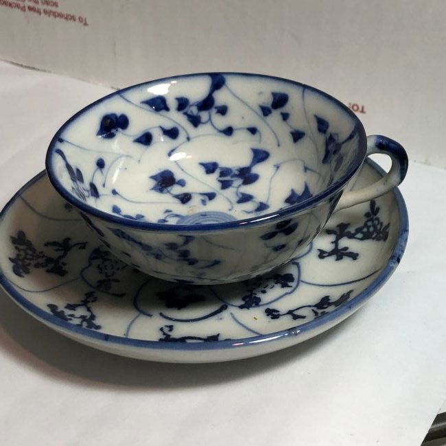 Early Flow Blue Espresso Cup & Saucer Preowned.... (1 of 3)