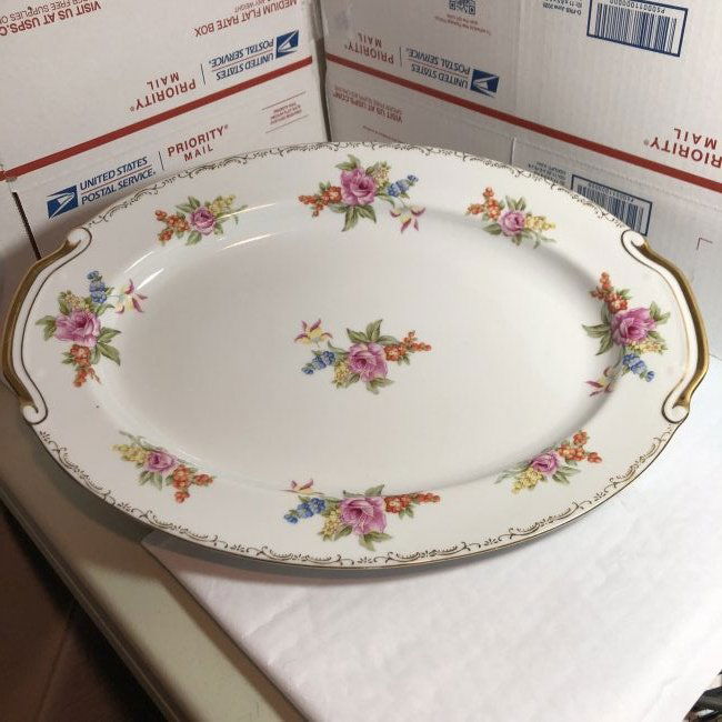 Vtg Regal China Belle Rose Pattern Large PLatter 16.25" (1 of 4)