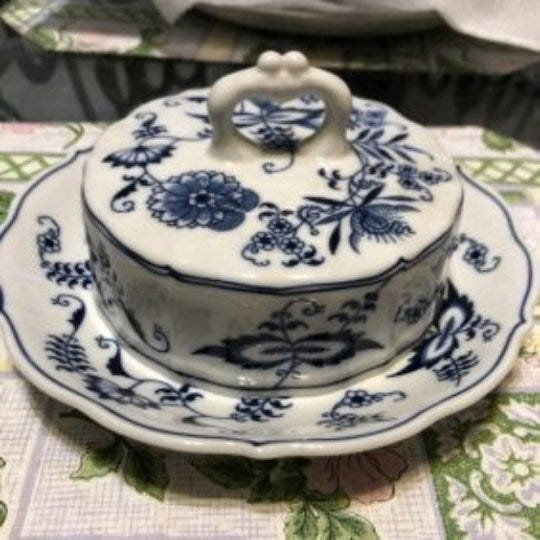 Vintage Blue Danube Covered Butter Dish w/Old Logo...: Vintage Blue Danube Covered Butter Dish w/Old Logo in VG Condition. $15.00 Domestic Shipping.