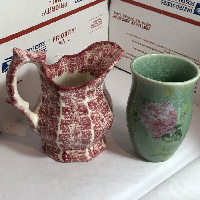 Hudsonware Vt Transferware Creamer Pitcher & CB Vase... (1 of 4)