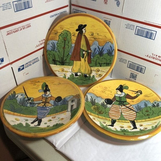 3-Vtg Hand Painted Italian 10" Diameter Ceramic/Pottery (1 of 7)