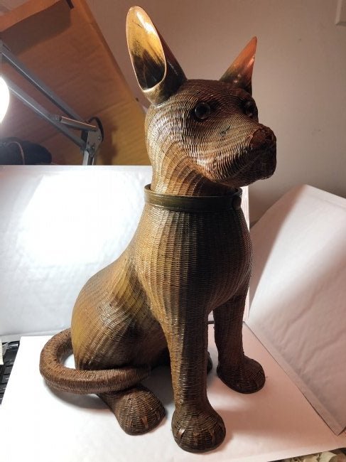 Scarce c1950's Wicker Dog Basket 16" Tall: Scarce c1950's Wicker Dog Basket 16" Tall in Pretty Good Preowned Condition. (Small Defect on the Nose Part). $15.00 Domestic Shipping.