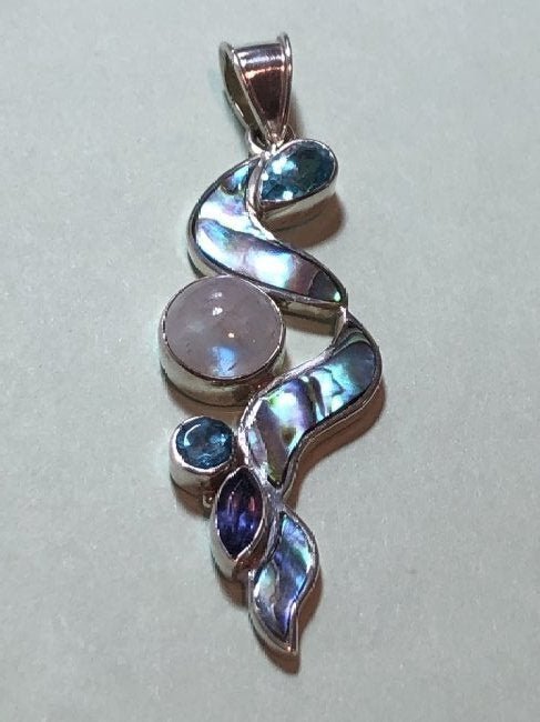 Sajen .925 Sterling Silver Multi Gemstone Pendant 2.25" (1 of 4)