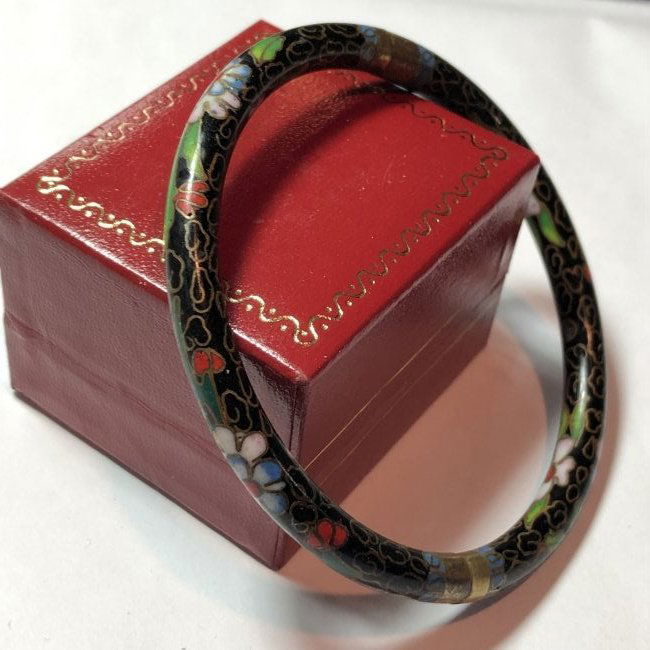 Vintage Asian Hinged Cloisonne Bangle Bracelet Preowned (1 of 3)