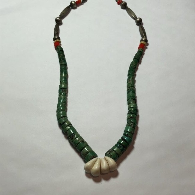 Native American Southwest Green Turquoise Disk Beads... (1 of 4)