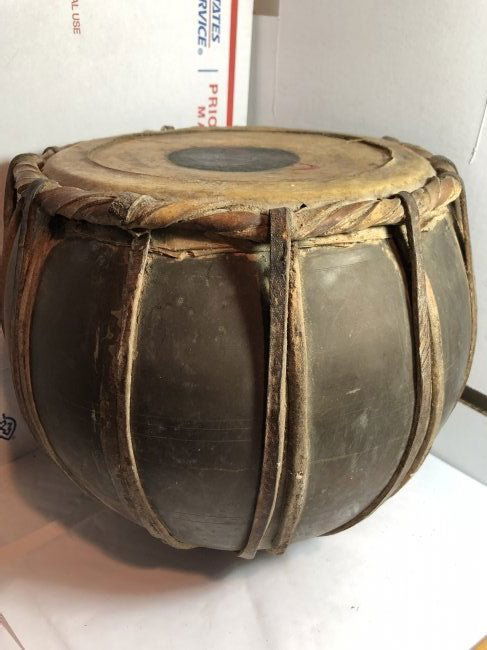 Antique Tabla Drum from India Copper Core Drum -Leather (1 of 8)