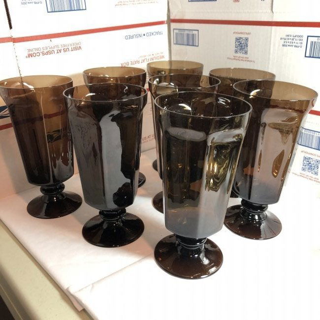 Lot of 8-Vintage Lenox Antique Brown Footed Drink/Water (1 of 3)