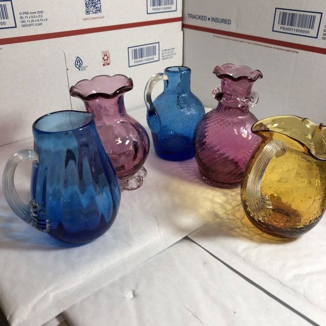 5-Vintage Hand Blown Creamer Pitchers Very Nicely Made. (1 of 10)