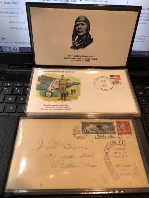 Charles A Lindbergh Stamp Cover that Flew on the Spirit (1 of 10)