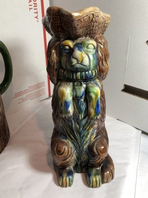 Lot-2 Victorian Majolica Begging King Charles Spaniel.. (1 of 5)