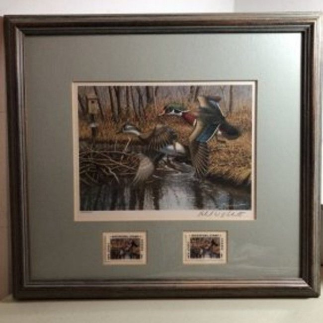 1992 New Jersey Duck Stamp Print W/2 Mint Stamps Artist (1 of 4)