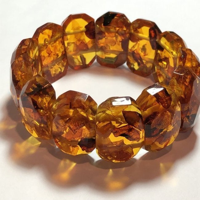 Vtg Baltic Amber Stretch Bracelet Honey Color Shade (1 of 4)