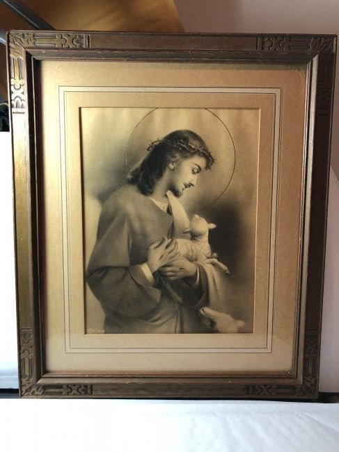 Victorian Era Jesus Carrying a Lost Lamb in a Carved... (1 of 6)