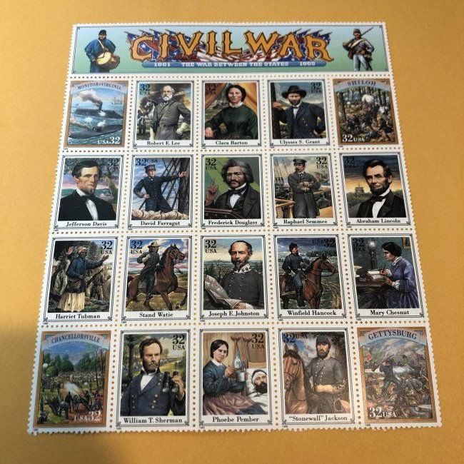 CIVIL WAR STAMP SHEET AT FACE VALUE & FREE SHIPPING! (1 of 2)