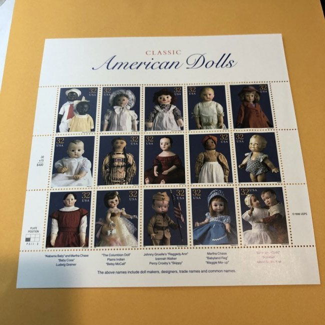 AMERICAN DOLLS STAMP SHEET AT FACE VALUE/FREE SHIPPING (1 of 2)