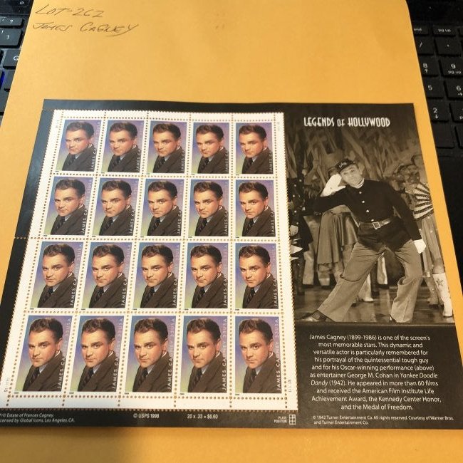 JAMES CAGNEY STAMP SHEET AT FACE VALUE & FREE SHIPPING! (1 of 2)