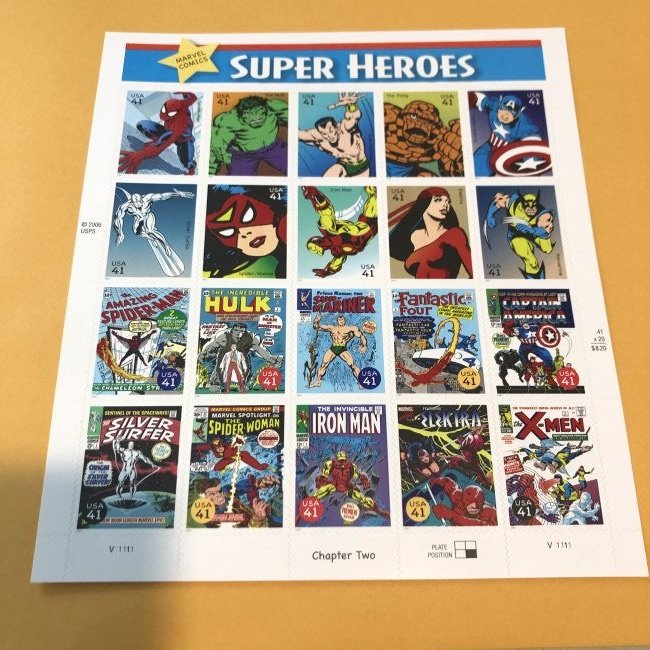 SUPER HEROES STAMP SHEET AT FACE VALUE & FREE SHIPPING! (1 of 2)