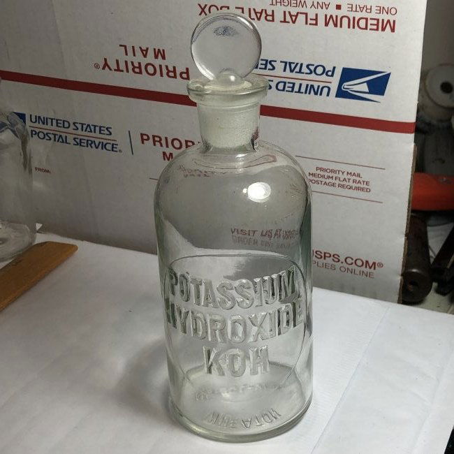 Vtg Apothecary Wheaton Glass Potassium Hydroxide Bottle (1 of 7)