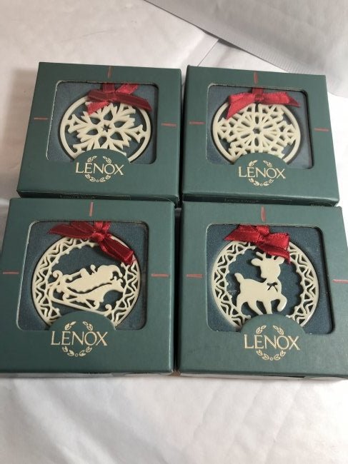 4-Vtg Lenox Porcelain Christmas Tree Ornaments in VG... (1 of 4)