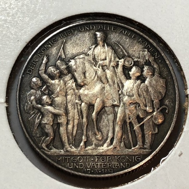 GERMAN STATES-PRUSSIA 1913 A 2 MARK AU/UNC COND/TONED: GERMAN STATES-PRUSSIA 1913 A 2 MARK AU/UNC CONDITION/TONED .3215 oz. WILHELM II AS PICTURED. $4.00 DOMESTIC SHIPPING.