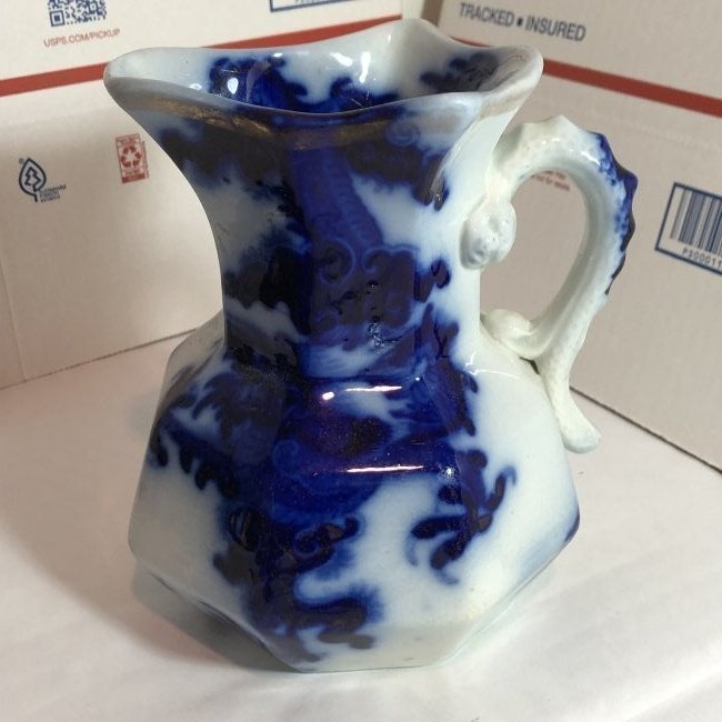Masons Patent Ironstone Flow Blue Dragon Handle Pitcher (1 of 6)