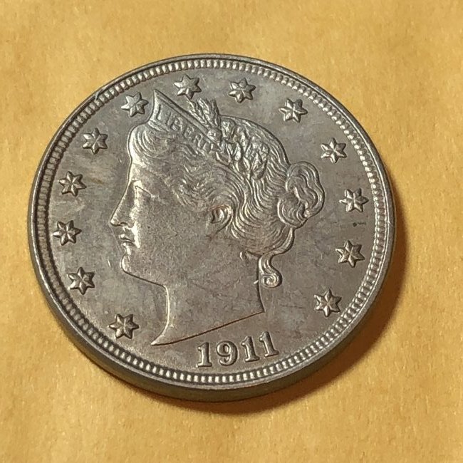 1911 AU/Uncirculated Condition Liberty V-Nickel Toned: 1911 AU/Uncirculated Lightly Toned Condition Liberty V-Nickel as Pictured. $4.00 Domestic Shipping.