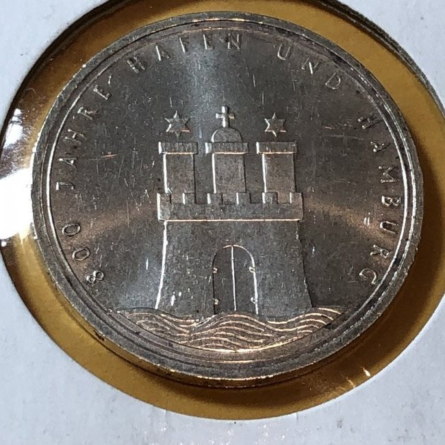 GERMANY 1989-J Silver Hamburg Commemorative 10 Mk Coin.: GERMANY 1989-J Silver Hamburg Commemorative 10 Mark Coin Uncirculated Condition. $4.00 Domestic Shipping.