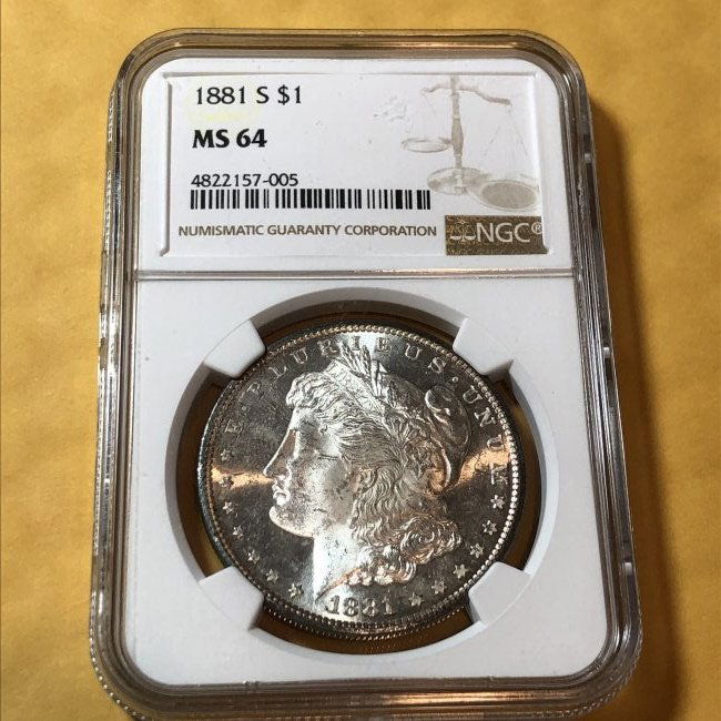 NGC CERTIFIED 1881-S MS64 MORGAN SILVER DOLLAR... (1 of 4)