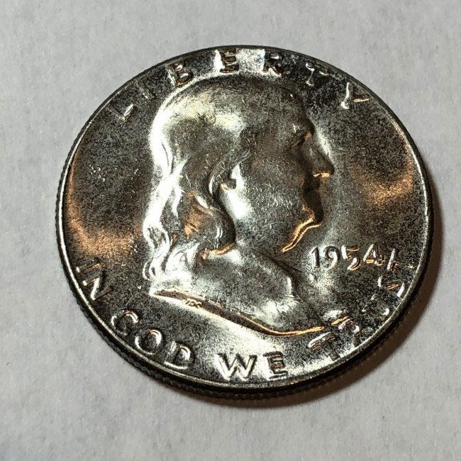1954-P BU FRANKLIN SILVER HALF DOLLAR... (1 of 2)