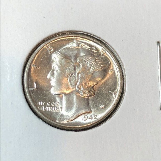 1942-P CHOICE BU CONDITION MERCURY HEAD SILVER DIME... (1 of 2)