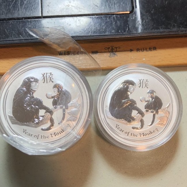 Lot 8-2016 Australian Year of the Monkey 1oz .999 Coins: Lot of 8-2016 Australian Year of the Monkey 1oz .999 Fine Silver $1 Lunar Coins Sealed in Capsules. $10.00 Domestic Shipping.