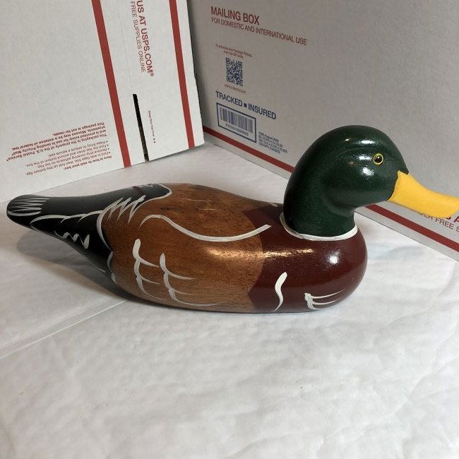 Vtg Solid Wood Duck Decoy 13.25" Long in VG Preowned... (1 of 5)