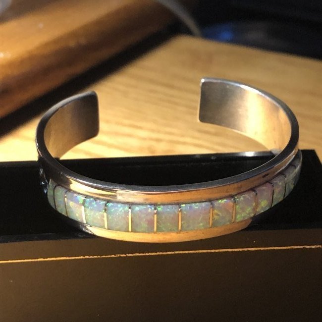 NAVAJO C.Bennally Signed Designer Sterling Bangle Brac. (1 of 6)