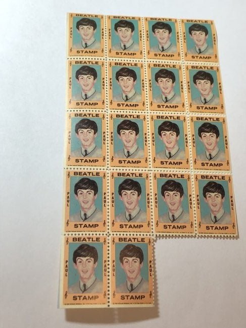 Very Scarce Beatles Paul McCartney 18-Stamp Sheet c1964 (1 of 3)