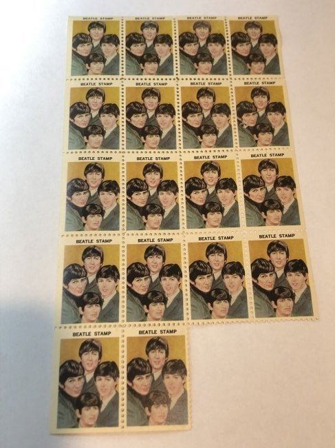 Very Scarce Beatles Fab Four 18-Stamp Sheet c1964... (1 of 3)