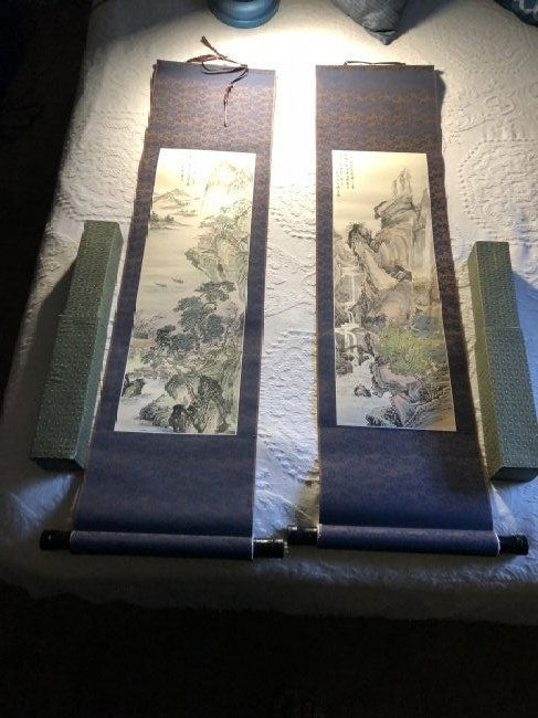 2-Japanese Scroll Artworks Preowned from an Estate... (1 of 11)