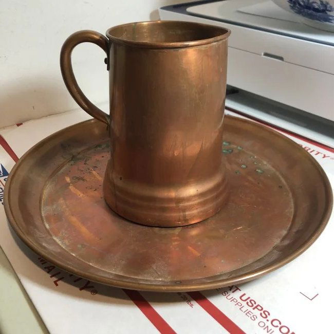 Vtg West Bend Solid Copper Round Tray Platter & Pitcher (1 of 7)