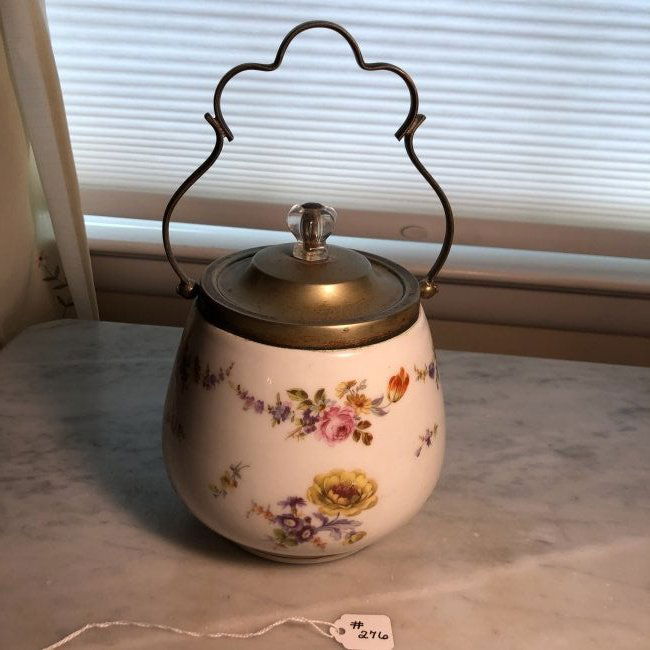 Vintage Cookie Jar 7" Tall w/Metal Handle as Pictured. (1 of 5)